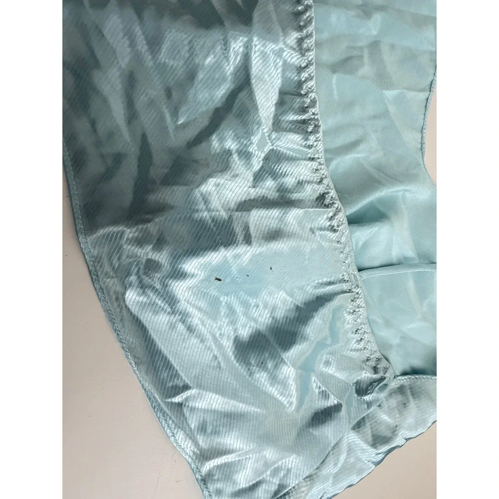 Vintage National Corset Lingerie Set Blue Satin Camisole Tap Shorts USA Made M
